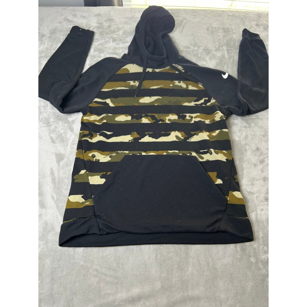 Nike Dri-FIT Camo Pull over Hoodie Mens L Olive Black Streetwear